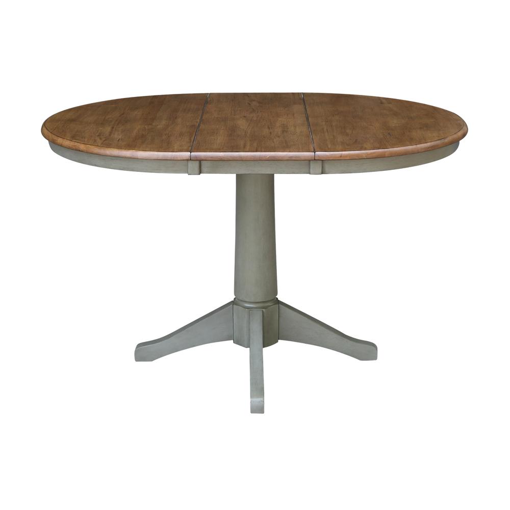 36" Round Top Pedestal Table With 12" Leaf - Dining Height. Picture 6