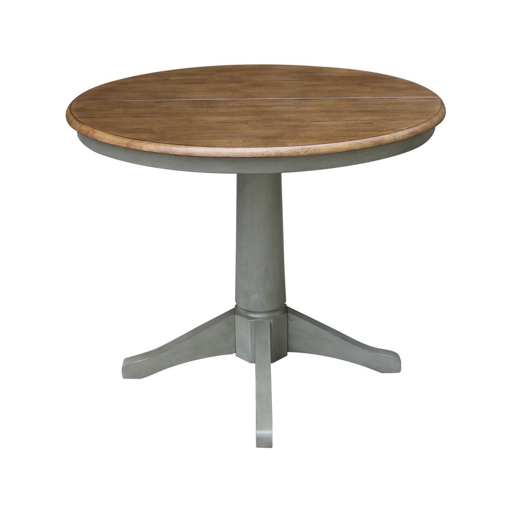 36" Round Top Pedestal Table With 12" Leaf - Dining Height. Picture 3