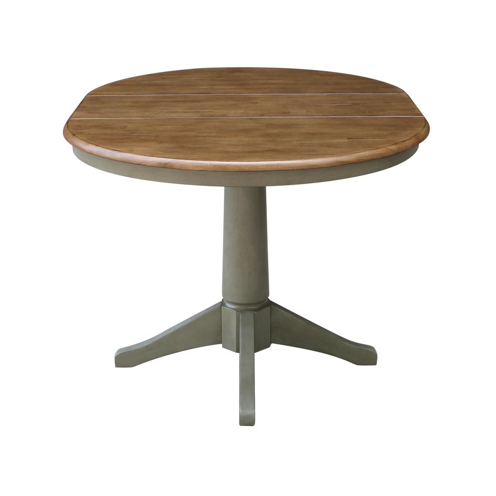 36" Round Top Pedestal Table With 12" Leaf - Dining Height. Picture 7