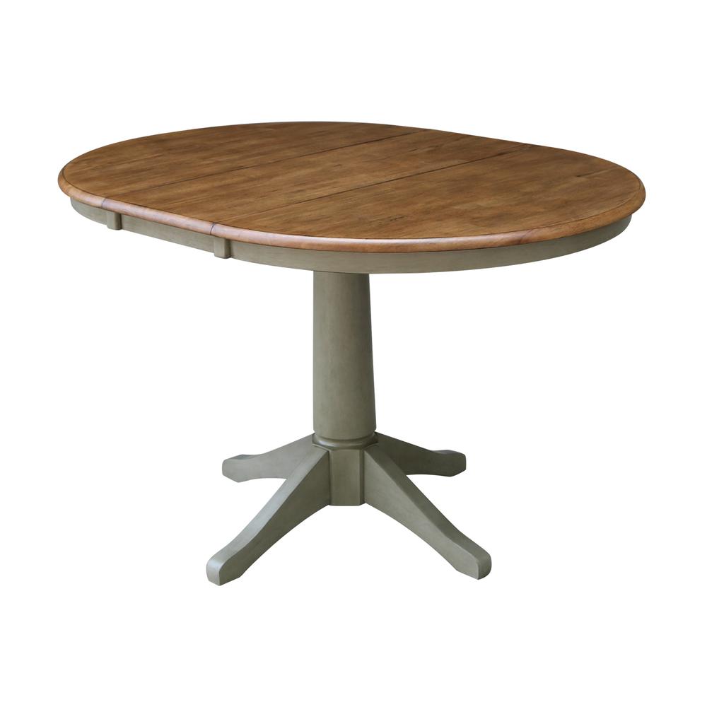 36" Round Top Pedestal Table With 12" Leaf - Dining Height. Picture 5