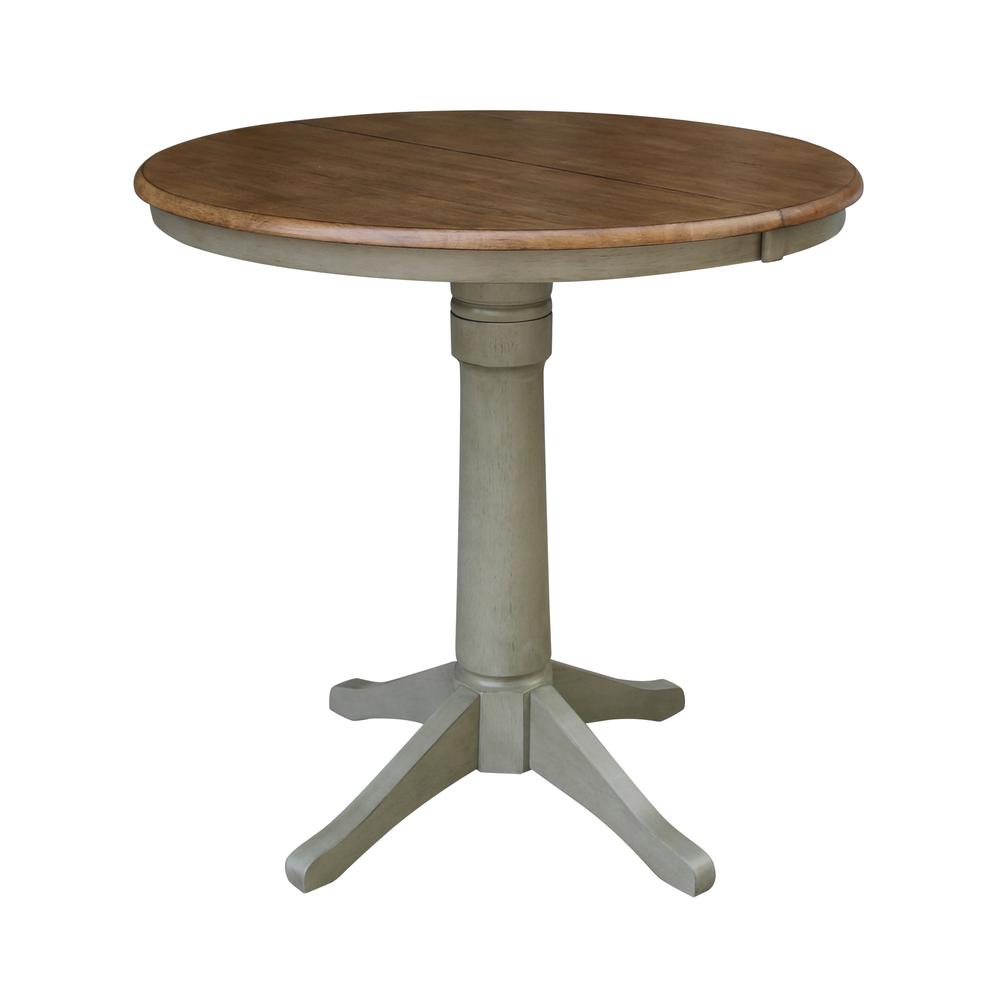 36" Round Top Pedestal Table With 12" Leaf - Counter Height. Picture 1