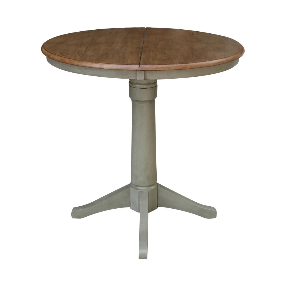 36" Round Top Pedestal Table With 12" Leaf - Counter Height. Picture 2