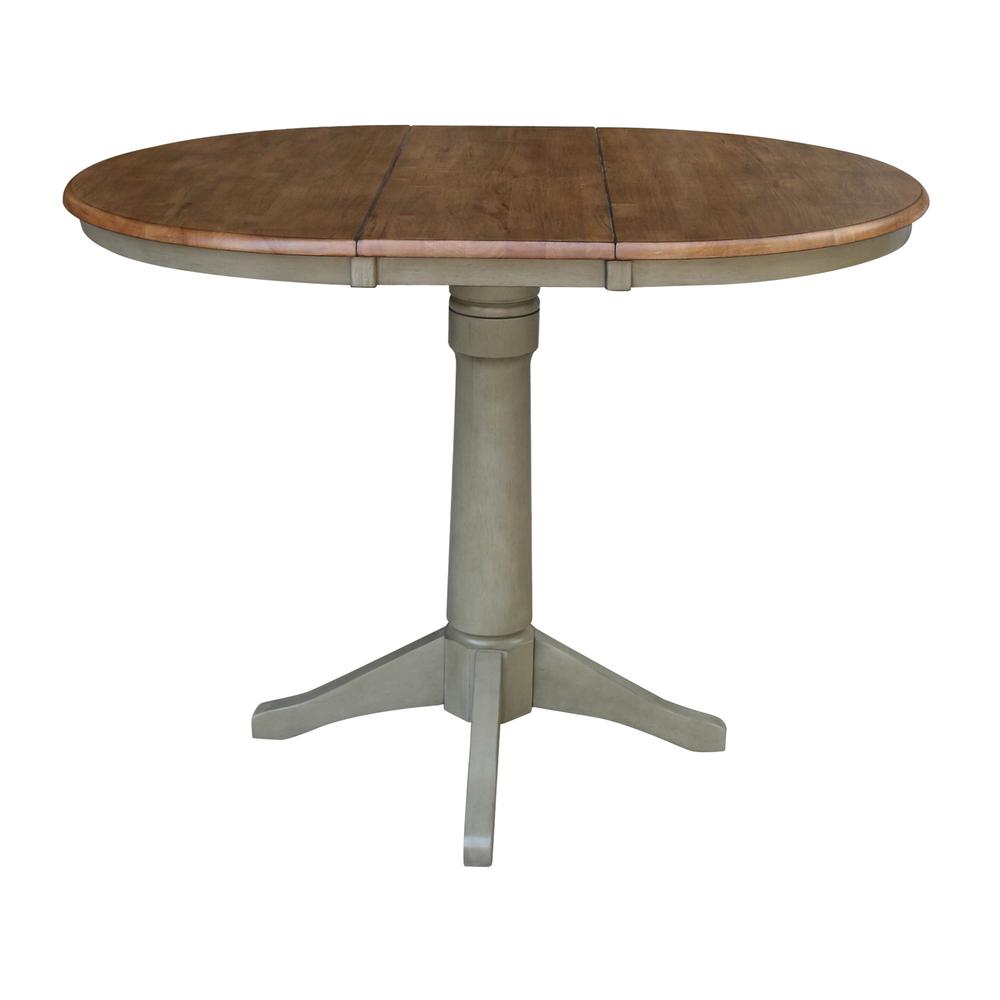 36" Round Top Pedestal Table With 12" Leaf - Counter Height. Picture 5