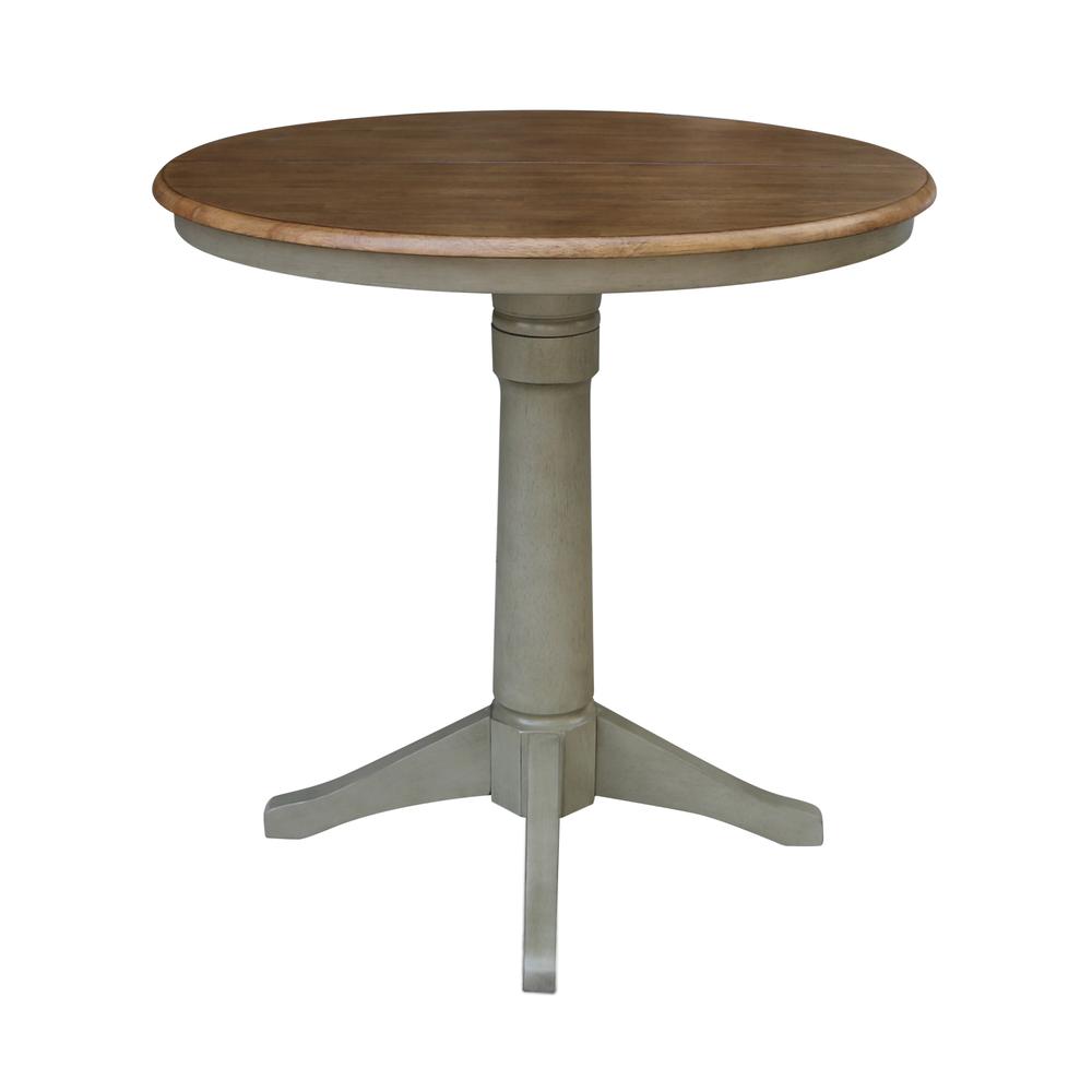 36" Round Top Pedestal Table With 12" Leaf - Counter Height. Picture 3
