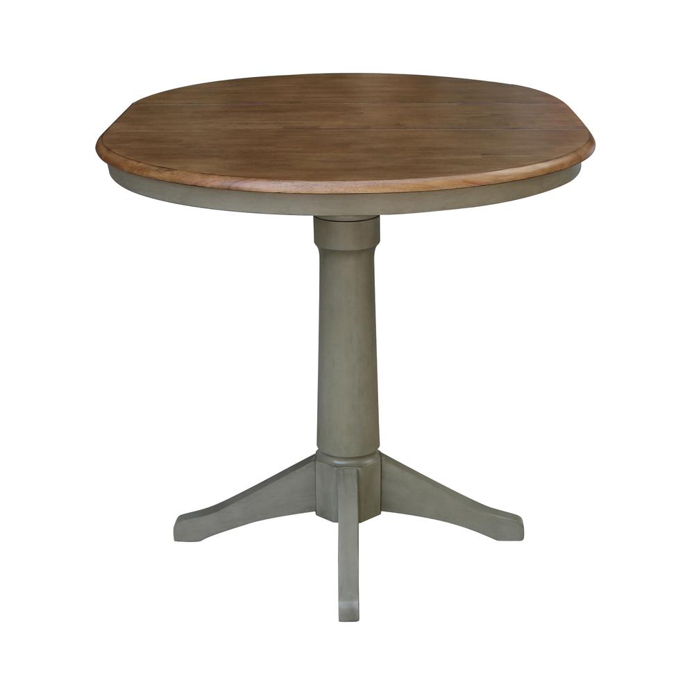 36" Round Top Pedestal Table With 12" Leaf - Counter Height. Picture 6