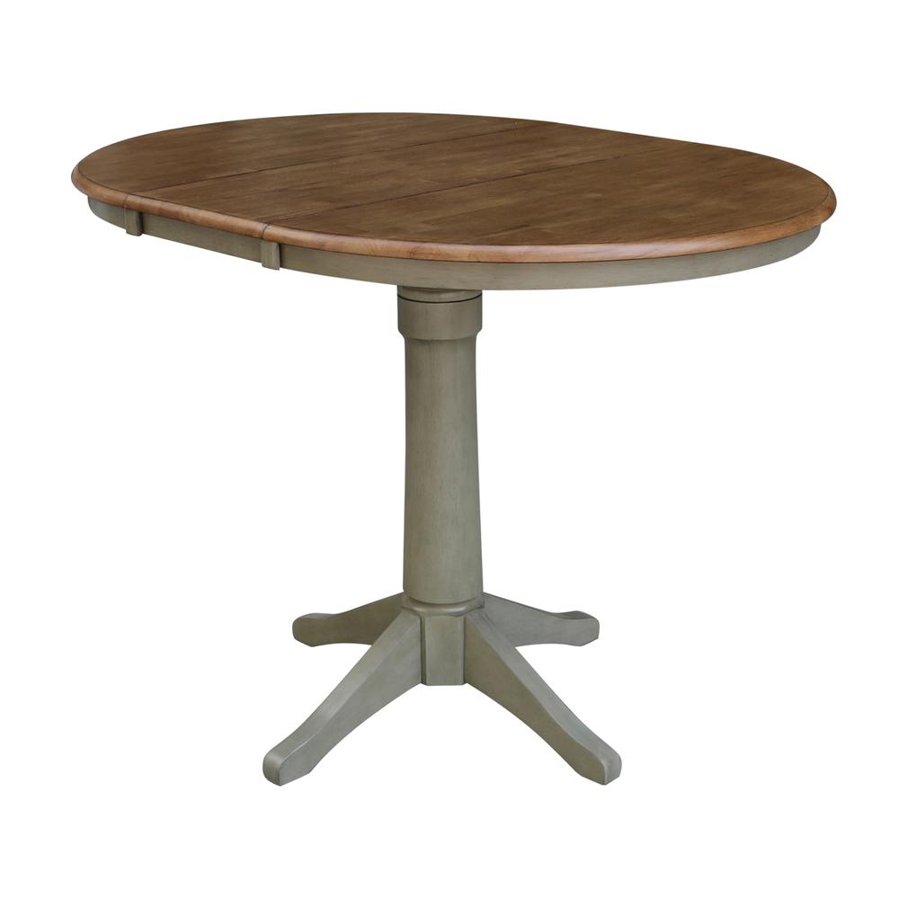 36" Round Top Pedestal Table With 12" Leaf - Counter Height. Picture 4