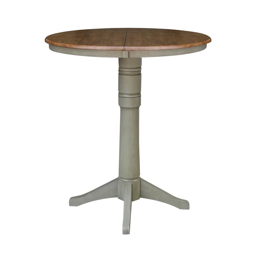 36" Round Top Pedestal Table With 12" Leaf - Bar Height. Picture 2