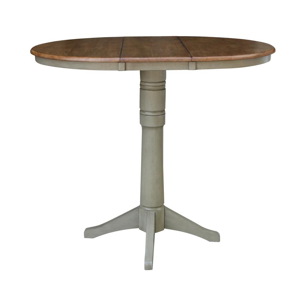 36" Round Top Pedestal Table With 12" Leaf - Bar Height. Picture 5