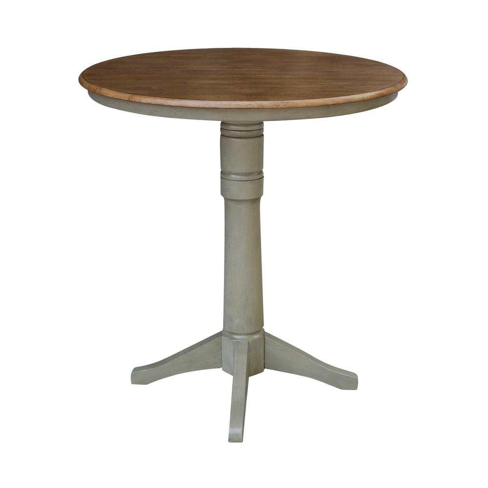 36" Round Top Pedestal Table With 12" Leaf - Bar Height. Picture 3