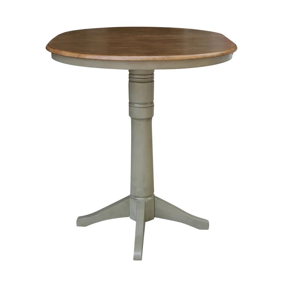 36" Round Top Pedestal Table With 12" Leaf - Bar Height. Picture 6