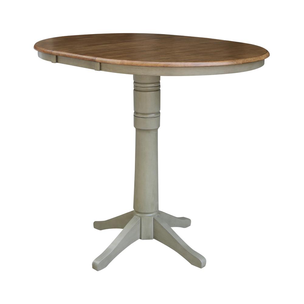 36" Round Top Pedestal Table With 12" Leaf - Bar Height. Picture 4