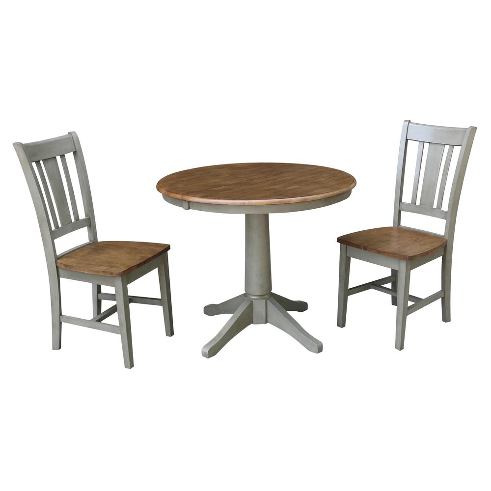 36" Round Extension Dining Table With 2 San Remo Chairs set. Picture 1