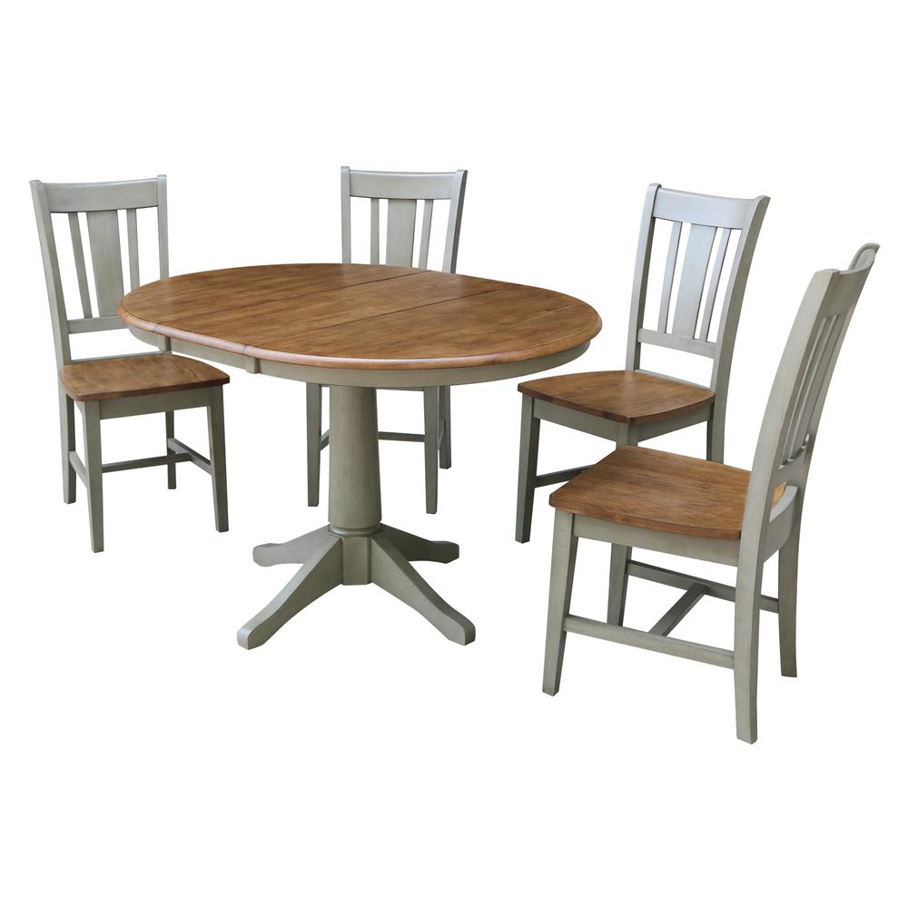 36" Round Extension Dining Table With 4 San Remo Chairs - Set of 5 Pieces. Picture 1