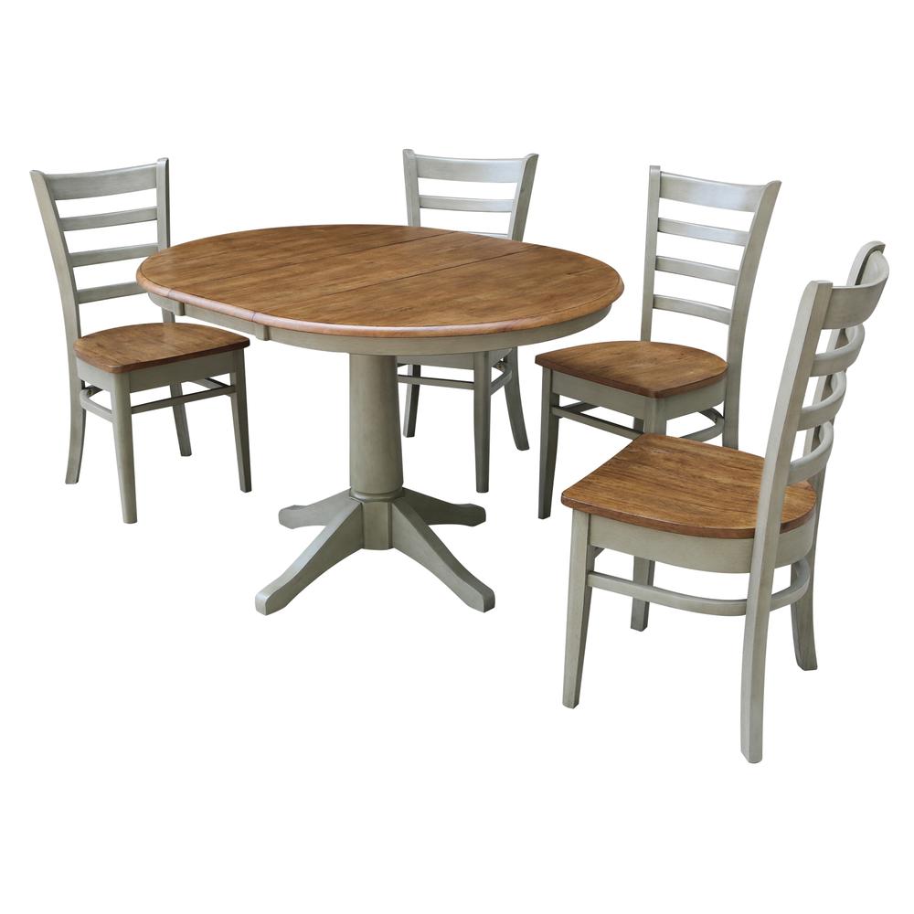 36" Round Extension Dining Table With 4 Emily Chairs - Set of 5 Pieces. Picture 1