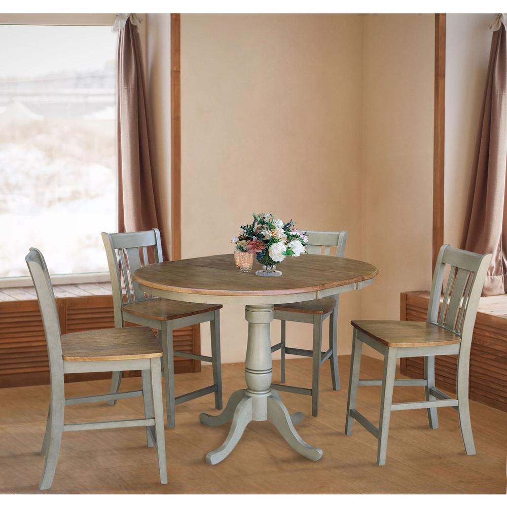 36" Round Extension Dining Table With 4 San Remo Counter Height Stools - Set of 5 Pieces. Picture 4
