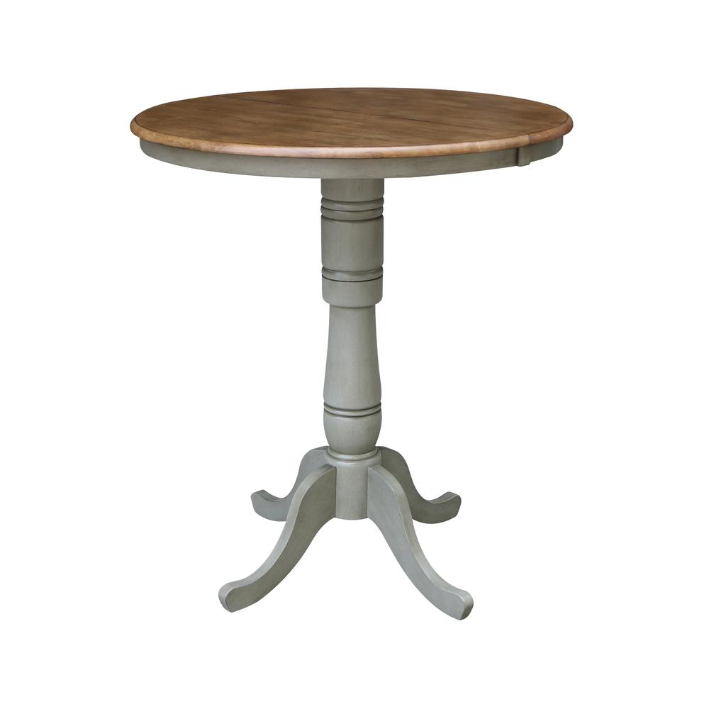 36" Round Extension Dining Table With 2 X-Back Bar Height Stools - Set of 3 Pieces. Picture 2