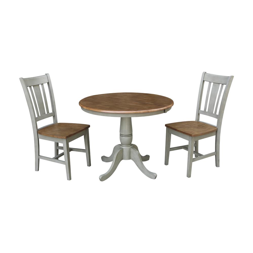 36" Round Extension Dining Table With 2 San Remo Chairs - Set of 3 Pieces. Picture 1