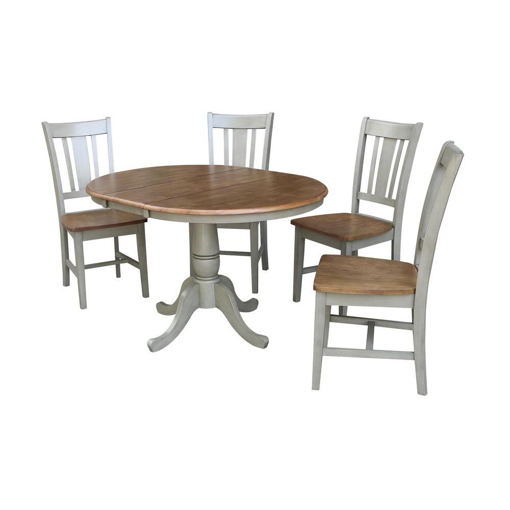 36" Round Extension Dining Table With 4 San Remo Chairs - Set of 5 Piece. Picture 1