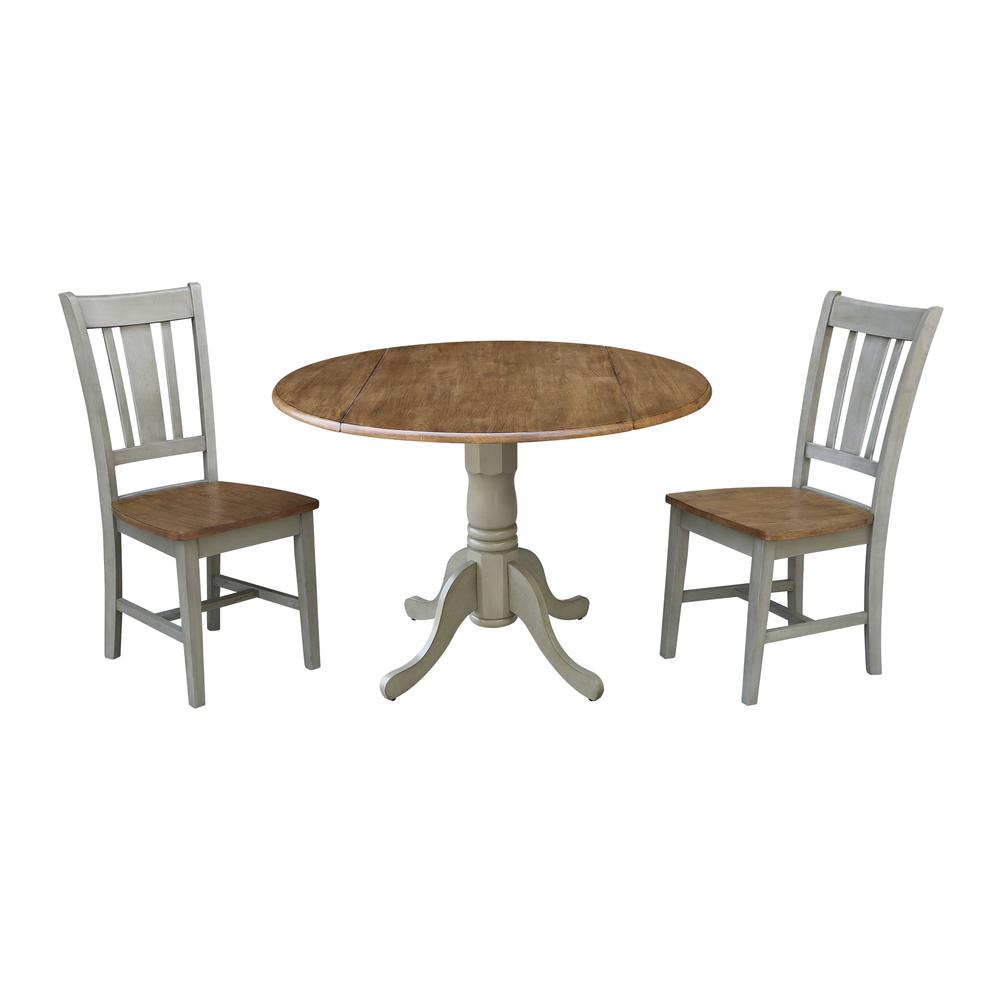 42" Dual Drop Leaf Table With 2 San Remo Side Chairs - Set of 3 Pieces. Picture 1