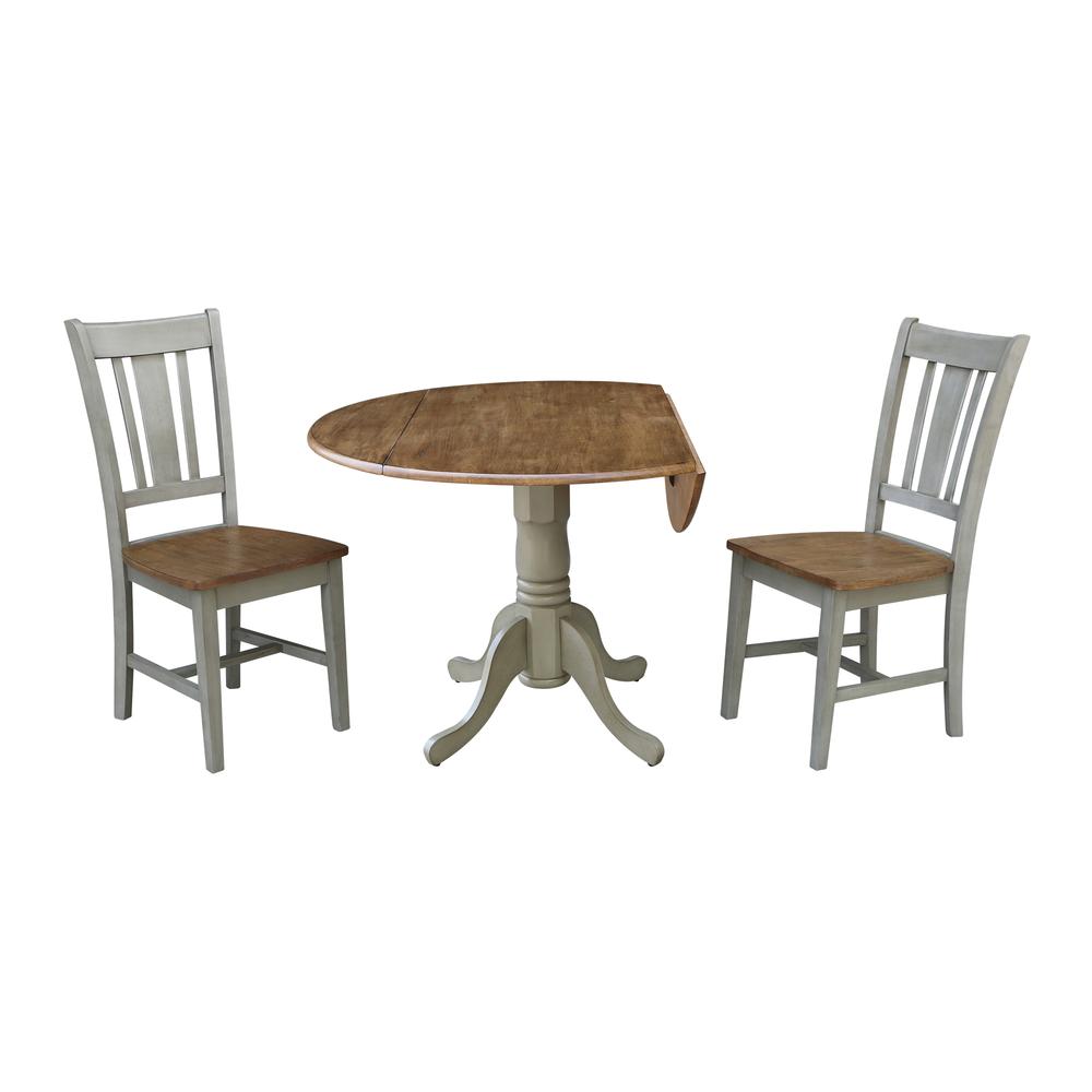 42" Dual Drop Leaf Table With 2 San Remo Side Chairs - Set of 3 Pieces. Picture 2