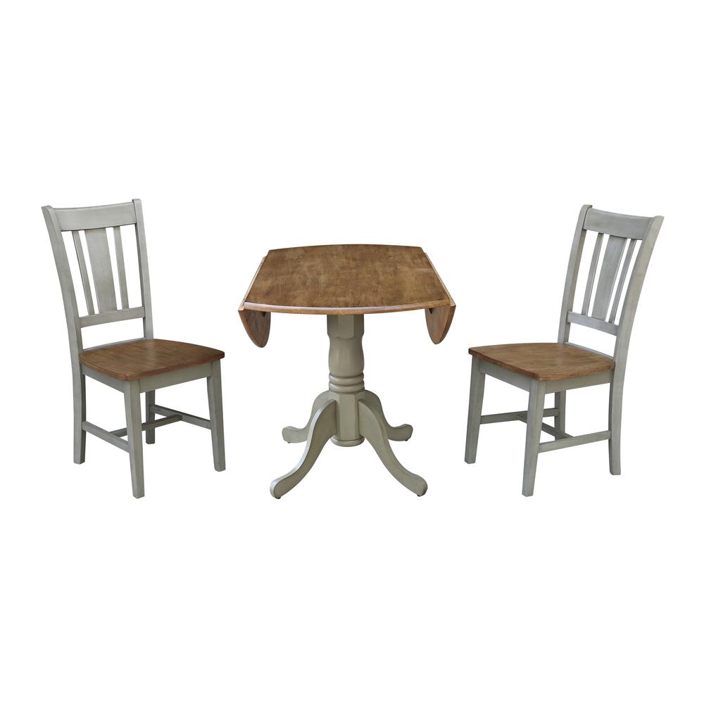 42" Dual Drop Leaf Table With 2 San Remo Side Chairs - Set of 3 Pieces. Picture 3