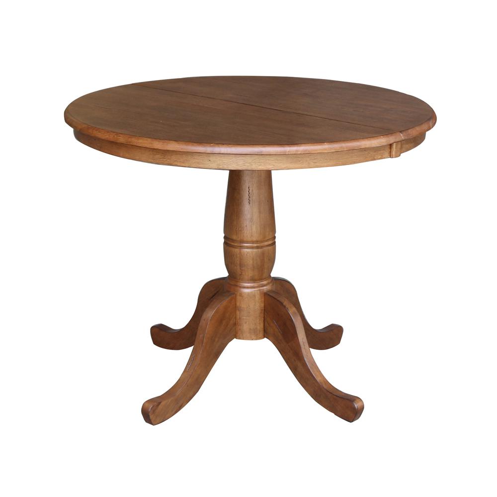 36" Round Top Pedestal Table with 12" Leaf - 29.3" H- 55722. Picture 1
