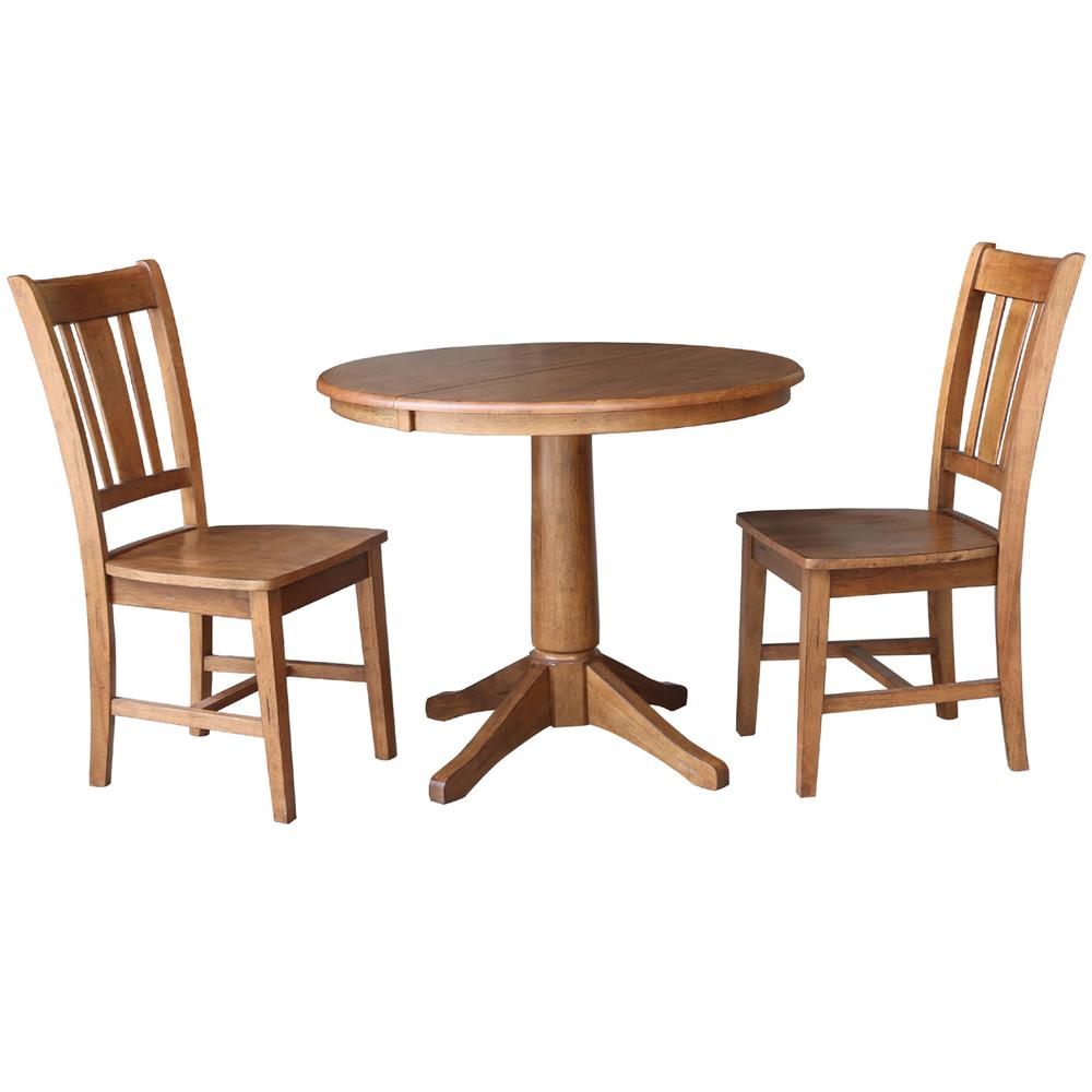 36" Round Extension Dining Table with 2 Chairs- 5574. Picture 1