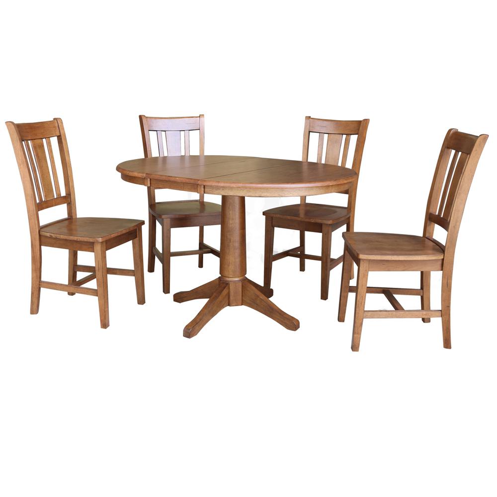 36" Round Extension Dining Table with 4 Chairs- 557417. Picture 1
