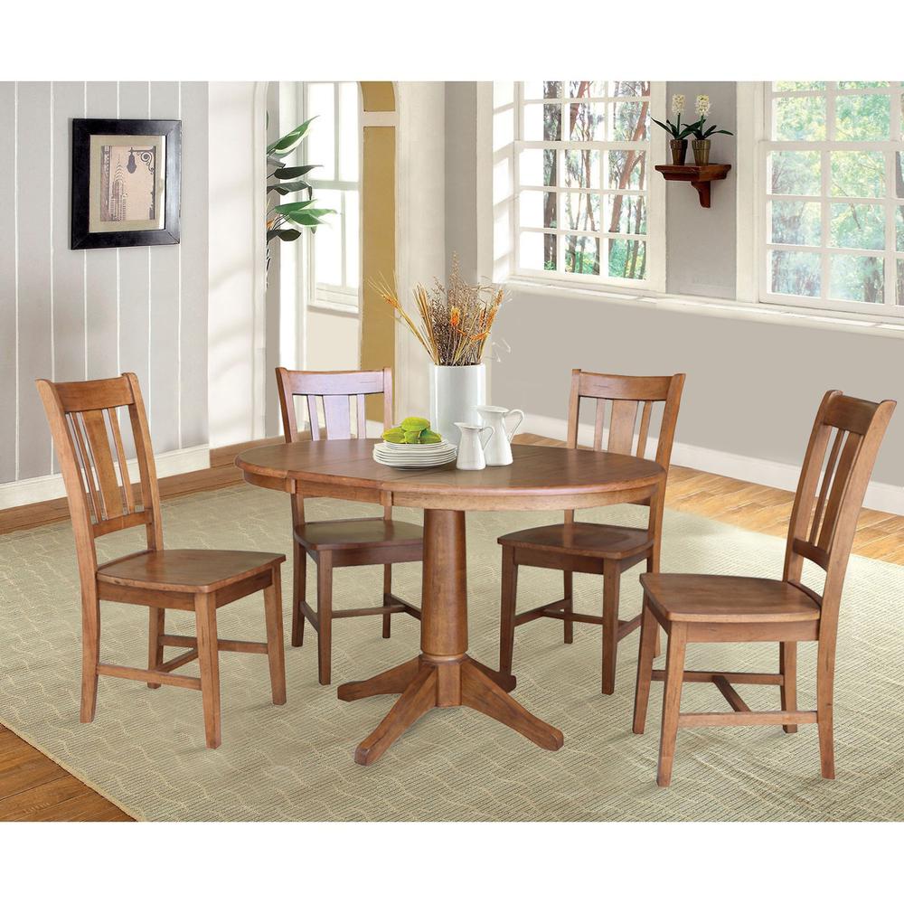 36" Round Extension Dining Table with 4 Chairs- 557417. Picture 3