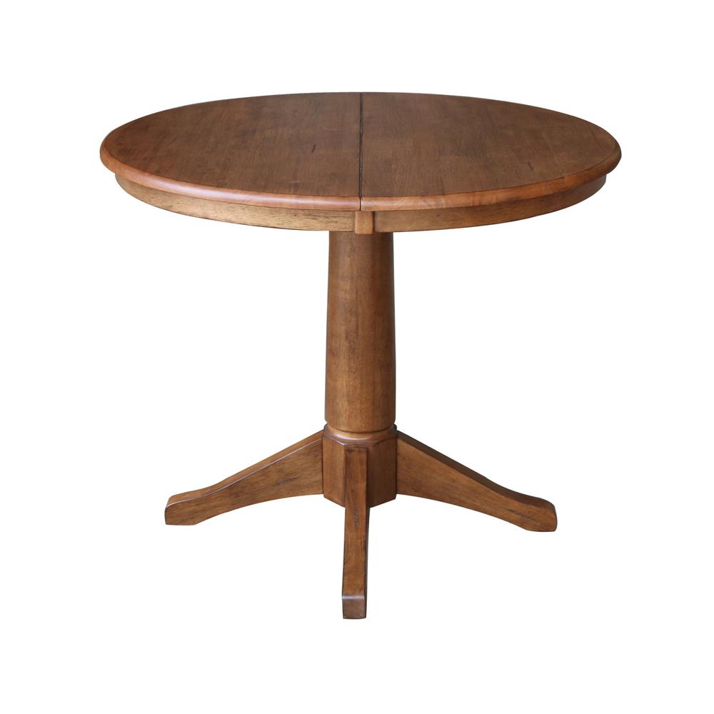 36" Round Extension Dining Table with 2 X-Back Stools- 557424. Picture 2