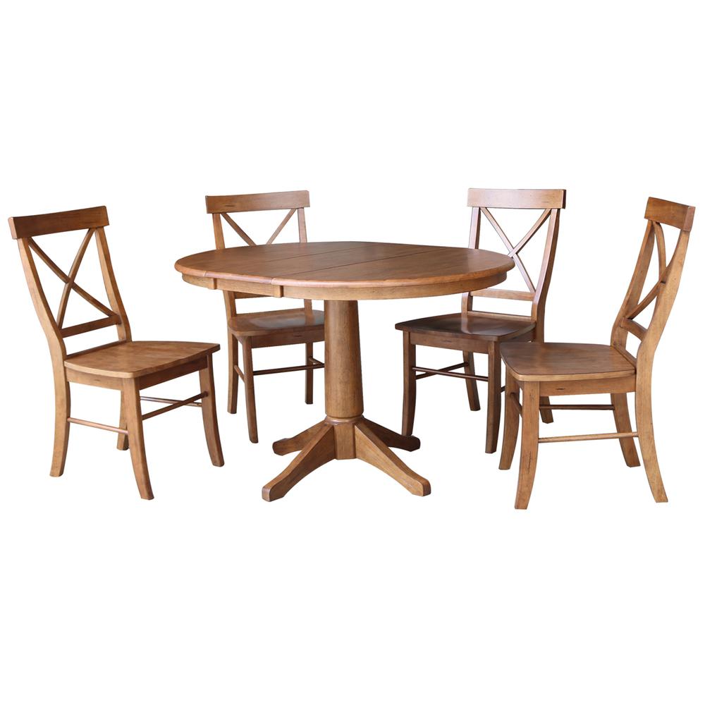 36" Round Extension Dining Table with 4 Chairs- 557431. Picture 1