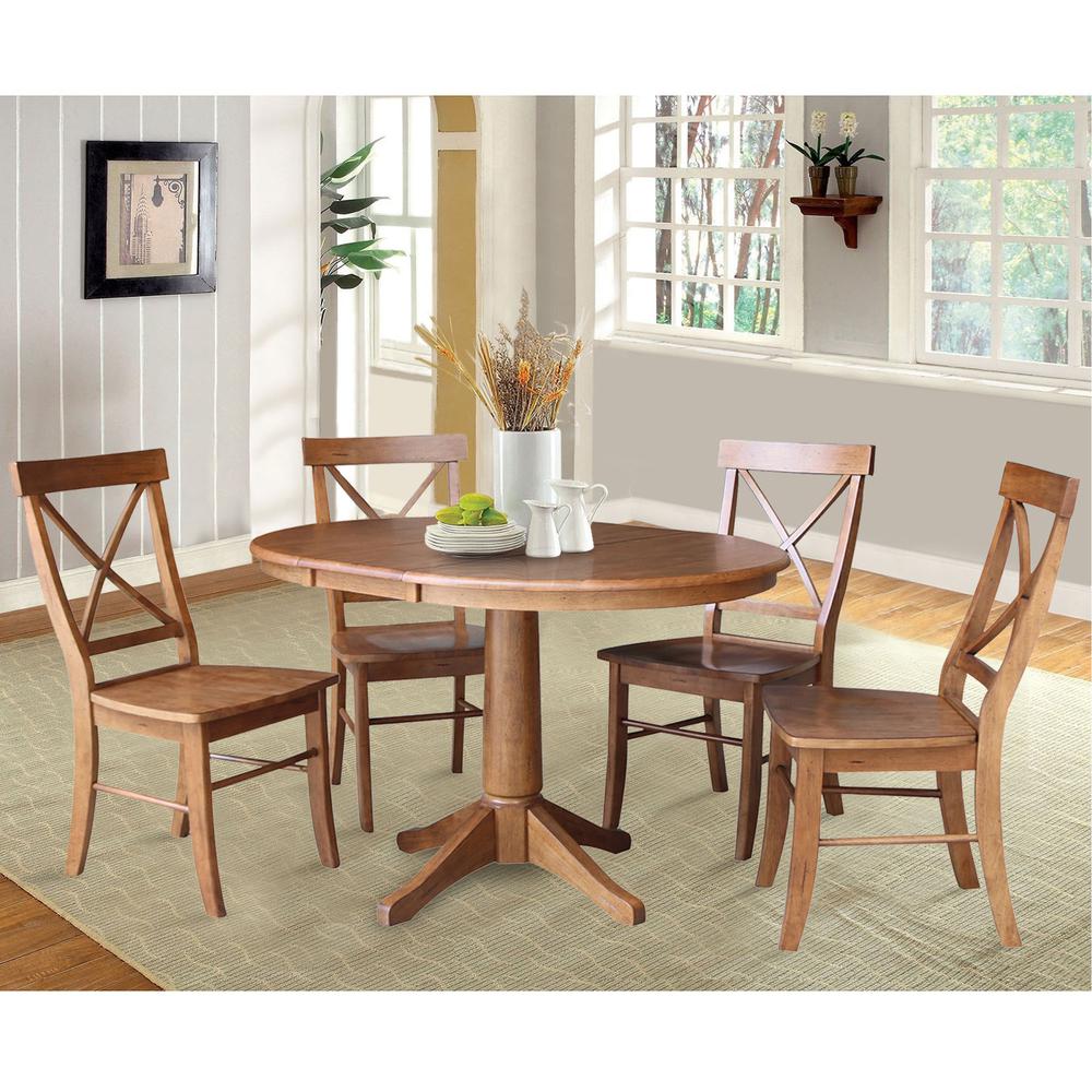36" Round Extension Dining Table with 4 Chairs- 557431. Picture 3