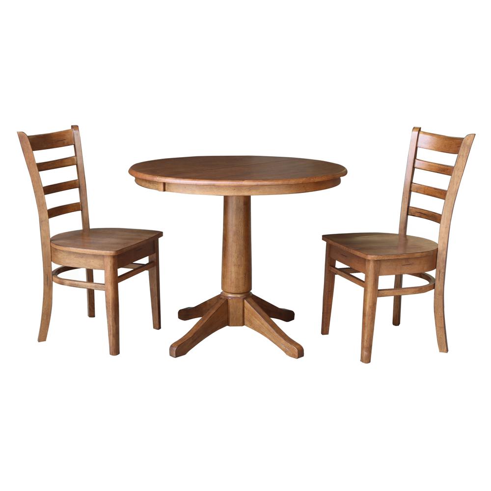 36" Round Extension Dining Table with 2 Chairs- 557448. Picture 1