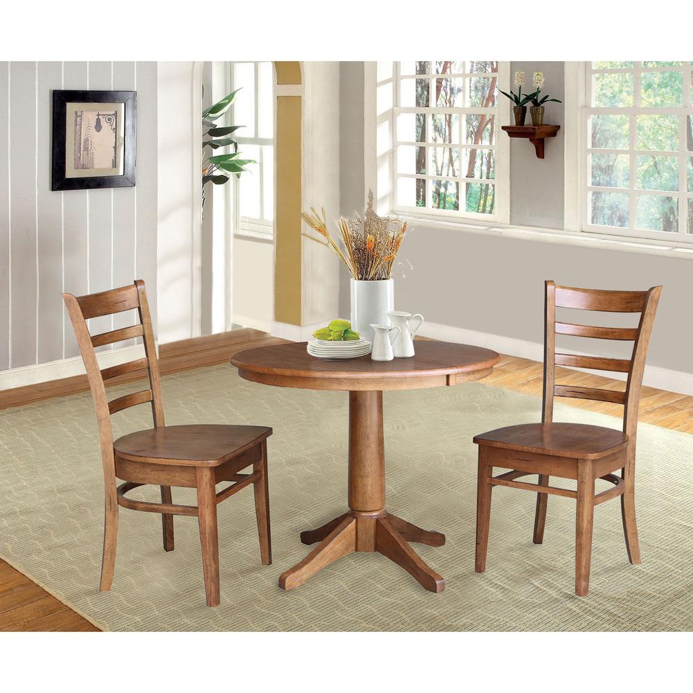 36" Round Extension Dining Table with 2 Chairs- 557448. Picture 3
