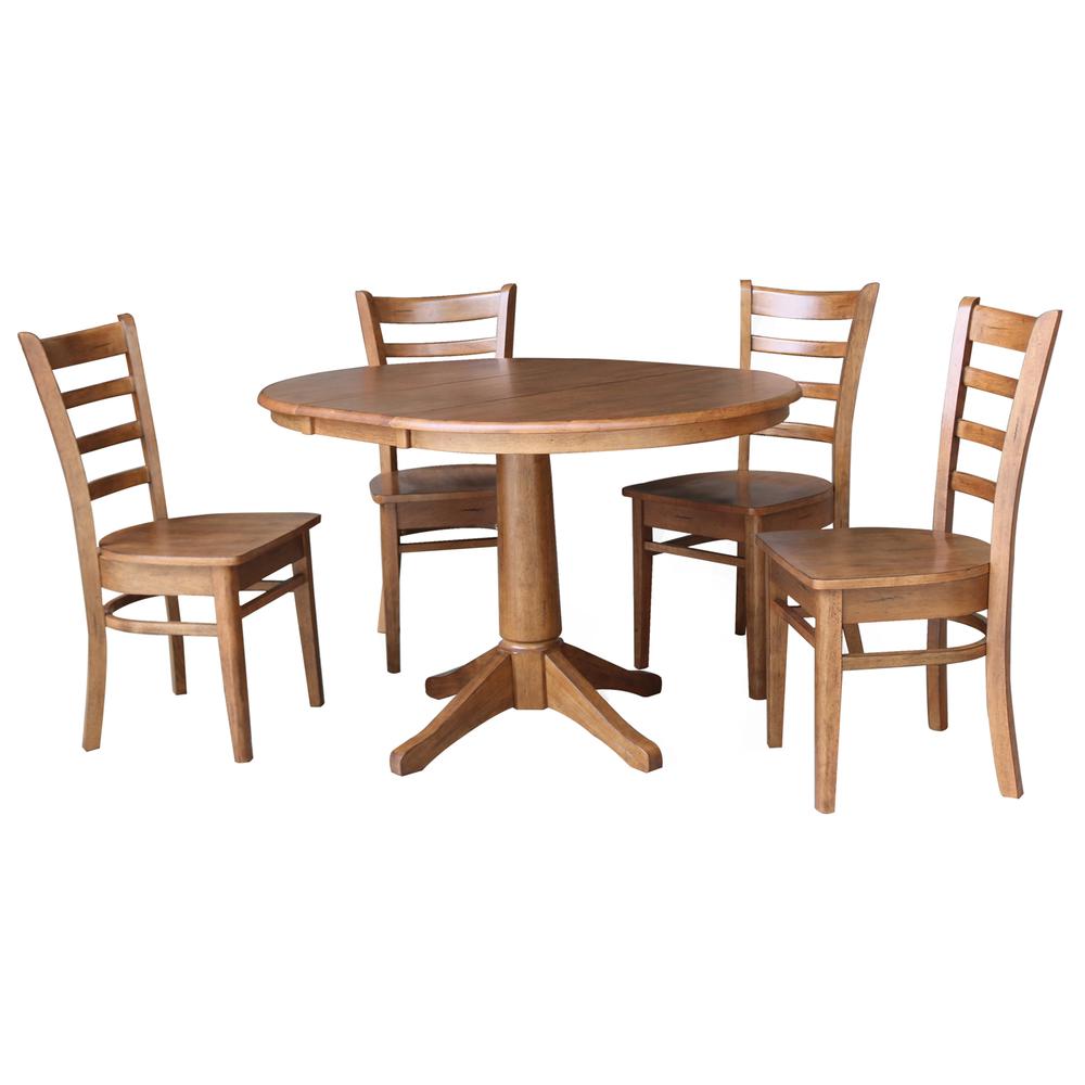 36" Round Extension Dining Table with 4 Chairs- 557455. Picture 1