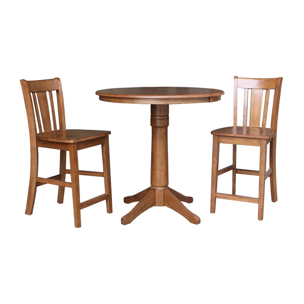 36" Round Extension Dining Table with 2 San Remo Stools- 557462. Picture 1