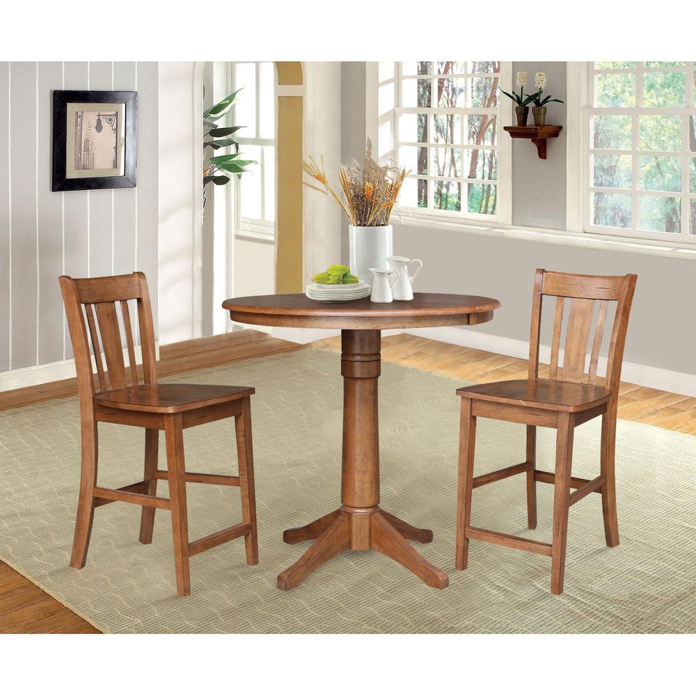 36" Round Extension Dining Table with 2 San Remo Stools- 557462. Picture 3