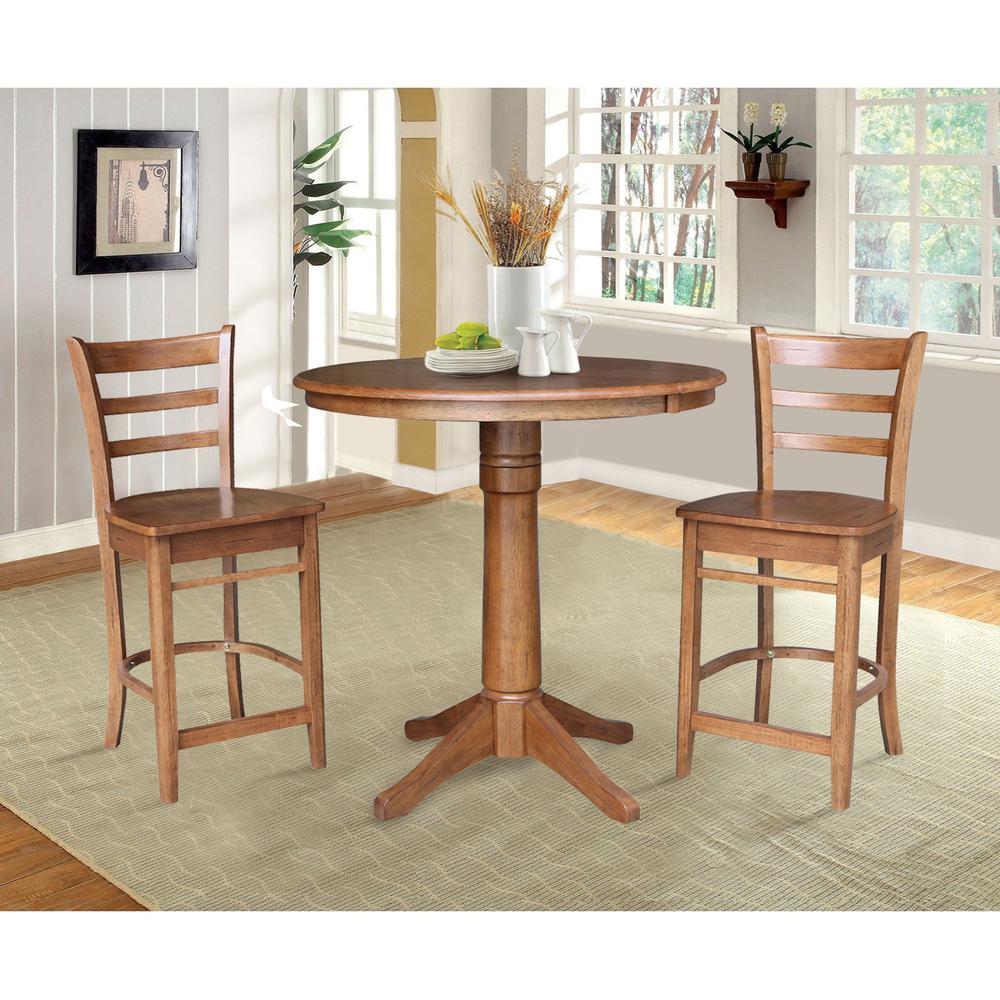 36" Round Extension Dining Table with 2 Stools- 55759. Picture 3
