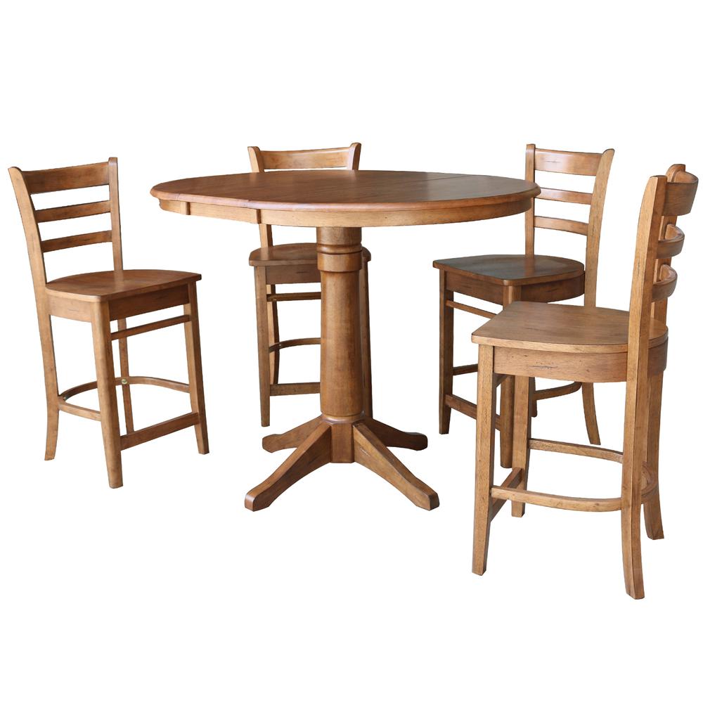 36" Round Extension Dining Table with 4 Stools- 557516. Picture 1