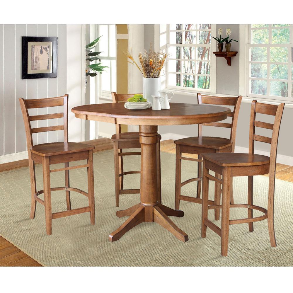 36" Round Extension Dining Table with 4 Stools- 557516. Picture 3
