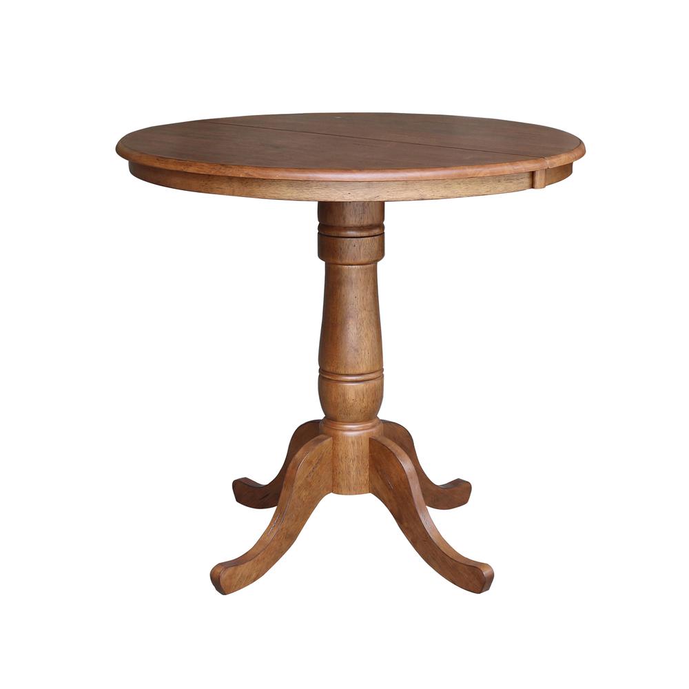 36" Round Top Pedestal Table with 12" Leaf - 35.3" H- 557219. Picture 1