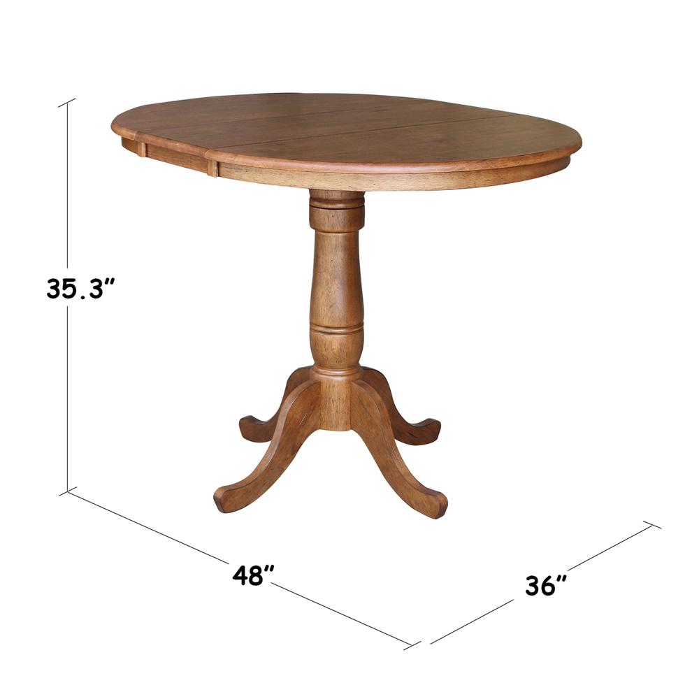 36" Round Top Pedestal Table with 12" Leaf - 35.3" H- 557219. Picture 6