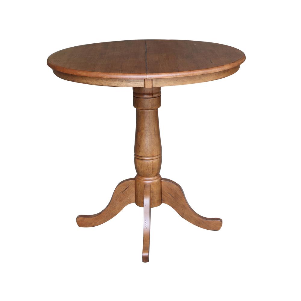 36" Round Top Pedestal Table with 12" Leaf - 35.3" H- 557219. Picture 2