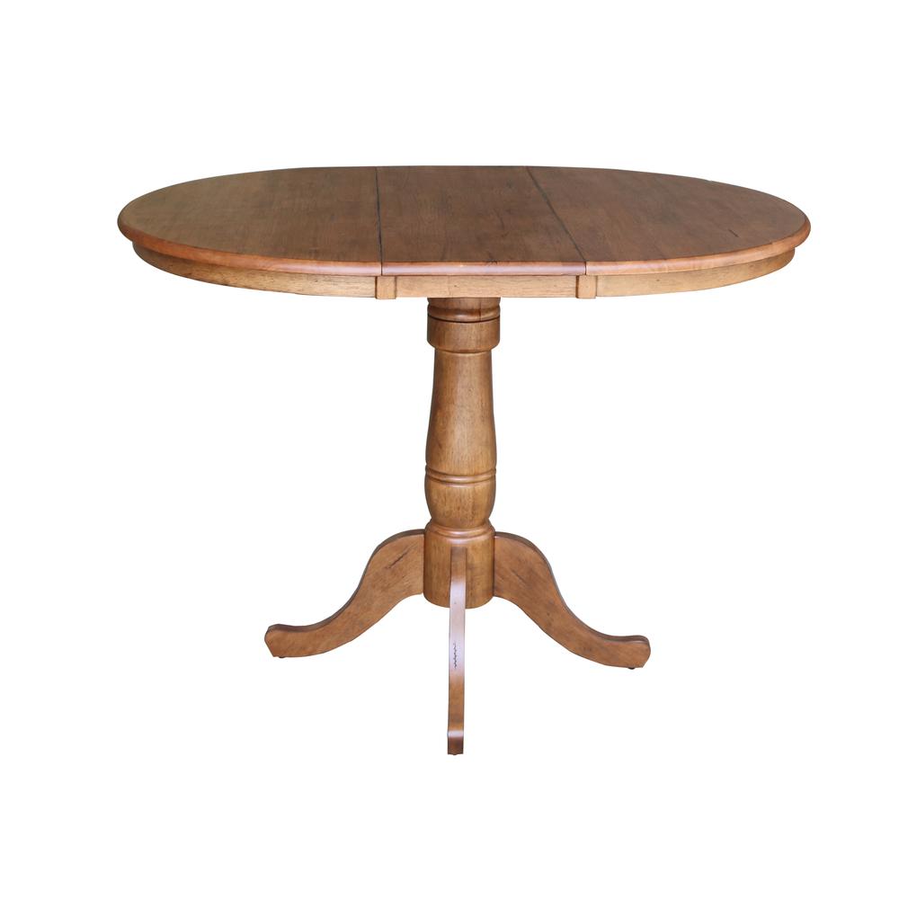 36" Round Top Pedestal Table with 12" Leaf - 35.3" H- 557219. Picture 4