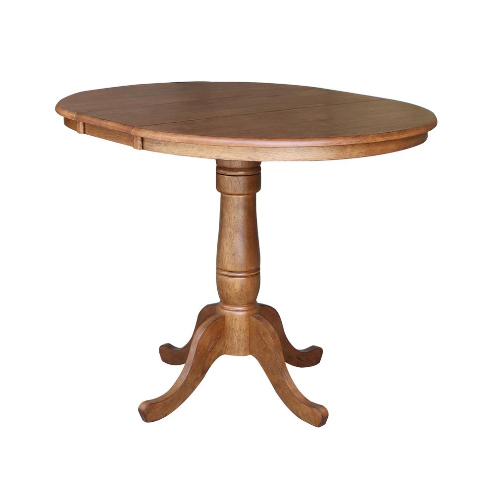 36" Round Top Pedestal Table with 12" Leaf - 35.3" H- 557219. Picture 3