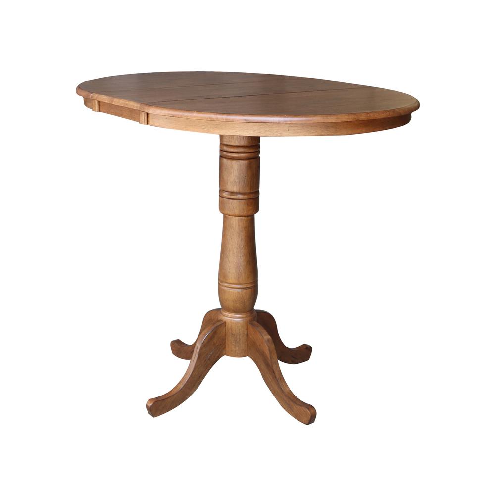 36" Round Top Pedestal Table with 12" Leaf - 41.3" H- 557226. Picture 4