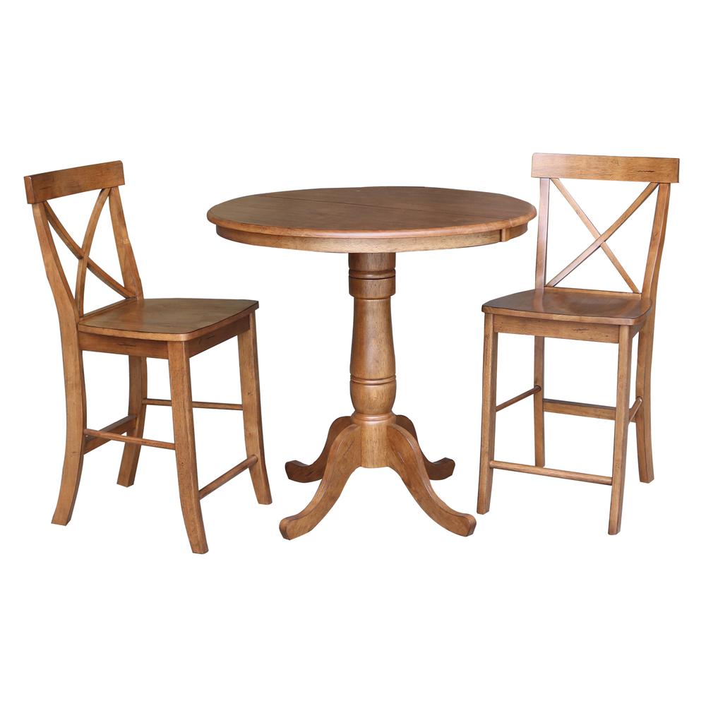 36" Round Extension Dining Table with 2- Stools- 557318. Picture 1