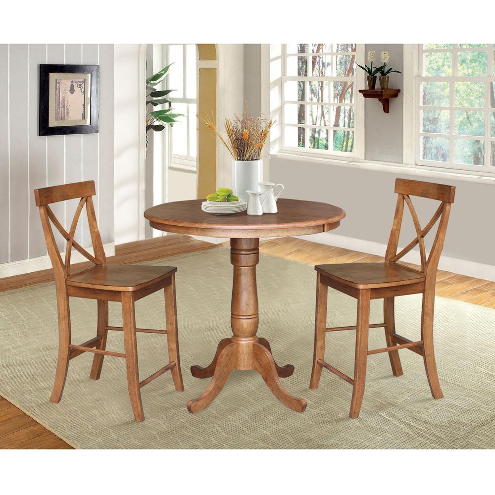 36" Round Extension Dining Table with 2- Stools- 557318. Picture 3