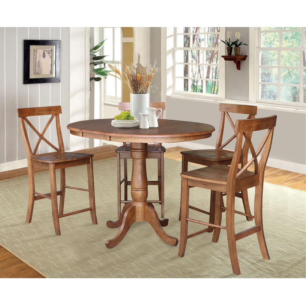 36" Round Extension Dining Table with 4 -Stools- 557325. Picture 3