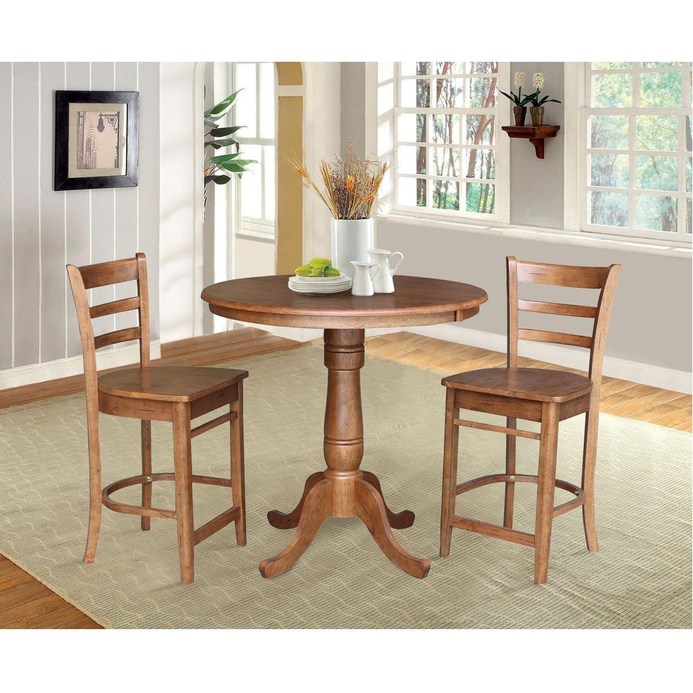 36" -Round Extension Dining Table with 2 Stools- 557332. Picture 3